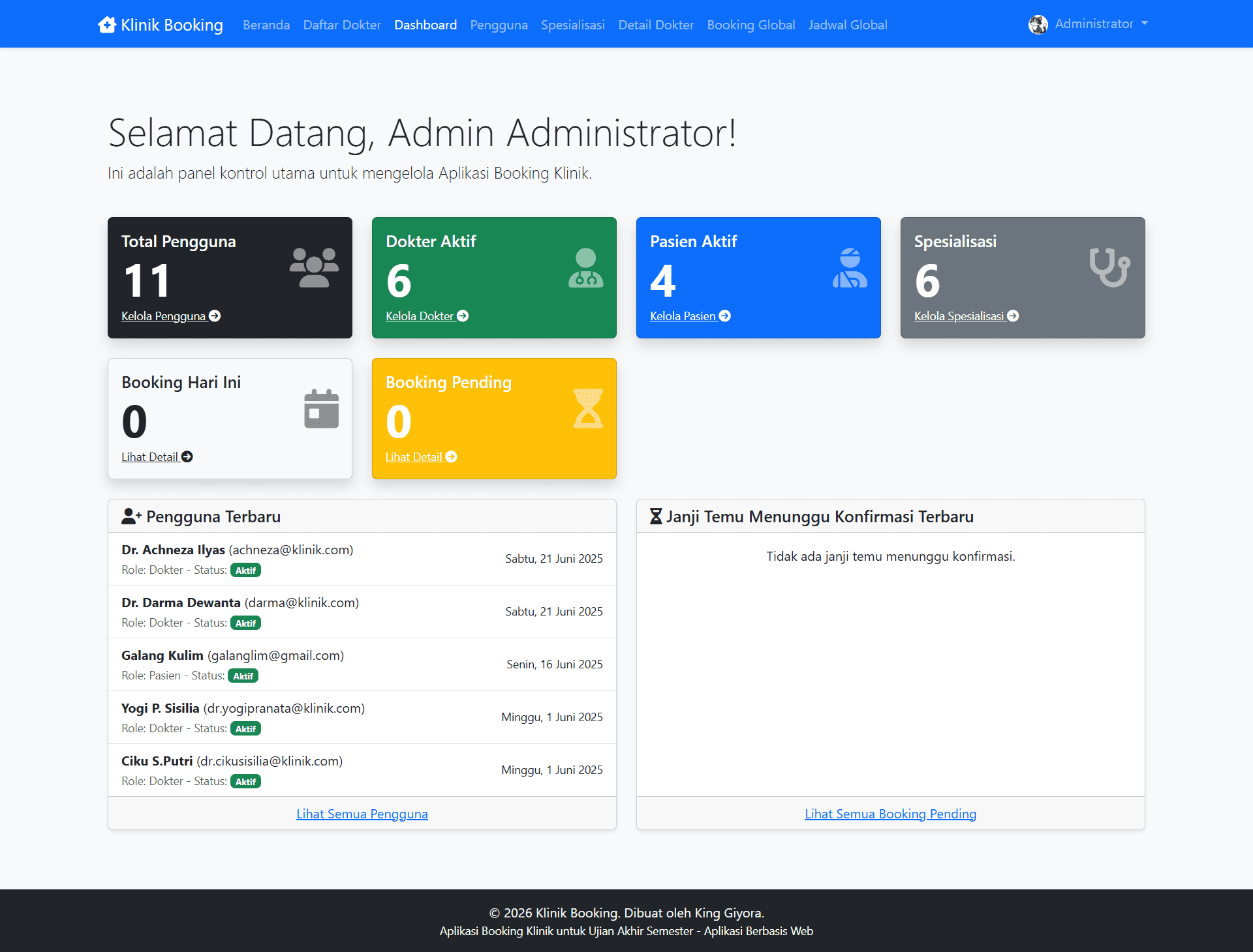 Klinik Booking (Sistem Reservasi Jadwal Dokter)